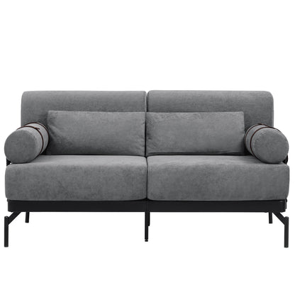 Modern Loveseat Sofa 2 Seater With USB Ports, Cylindrical Armrests