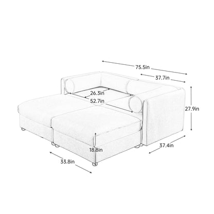 Contemporary Elegant Sofa With Storage And Ottoman