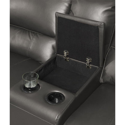 Saul - Power Motion Sectional Sofa - Gray Leather-Aire