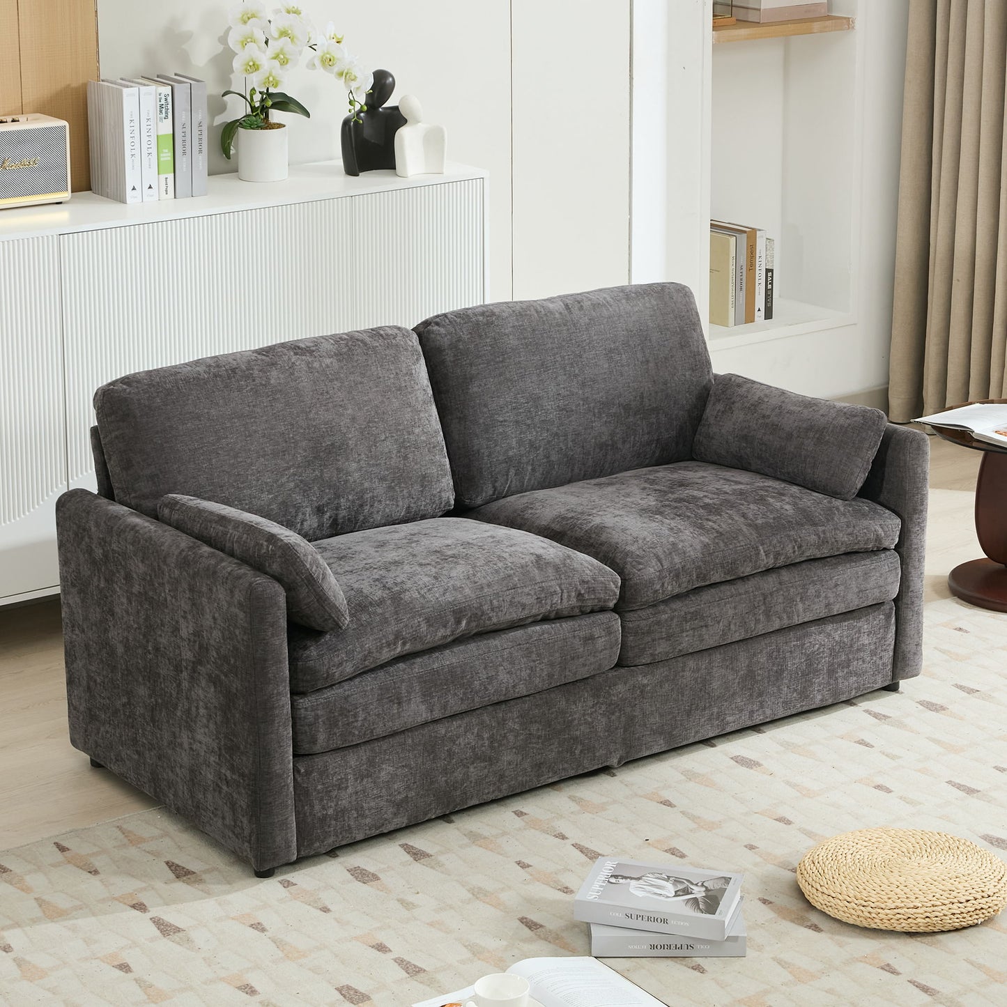 Cozy Upholstered Cushion Loveseat Sofa For Living Room