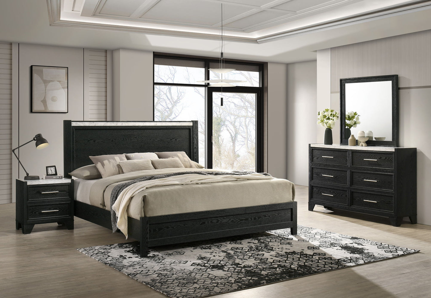 Lamar - Dresser & Mirror- Black