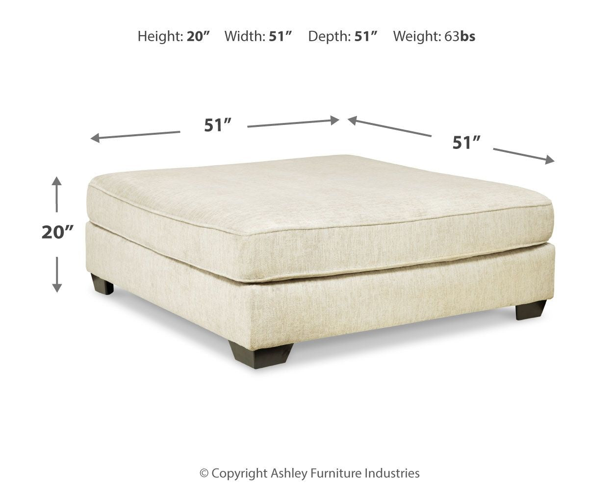 Rawcliffe - Oversized Accent Ottoman - Parchment