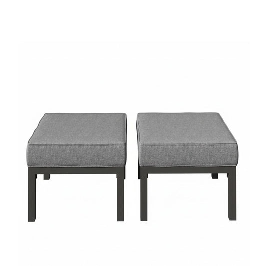 Patio Ottomans With Cushions, All-Weather Footrests (Set of 2)