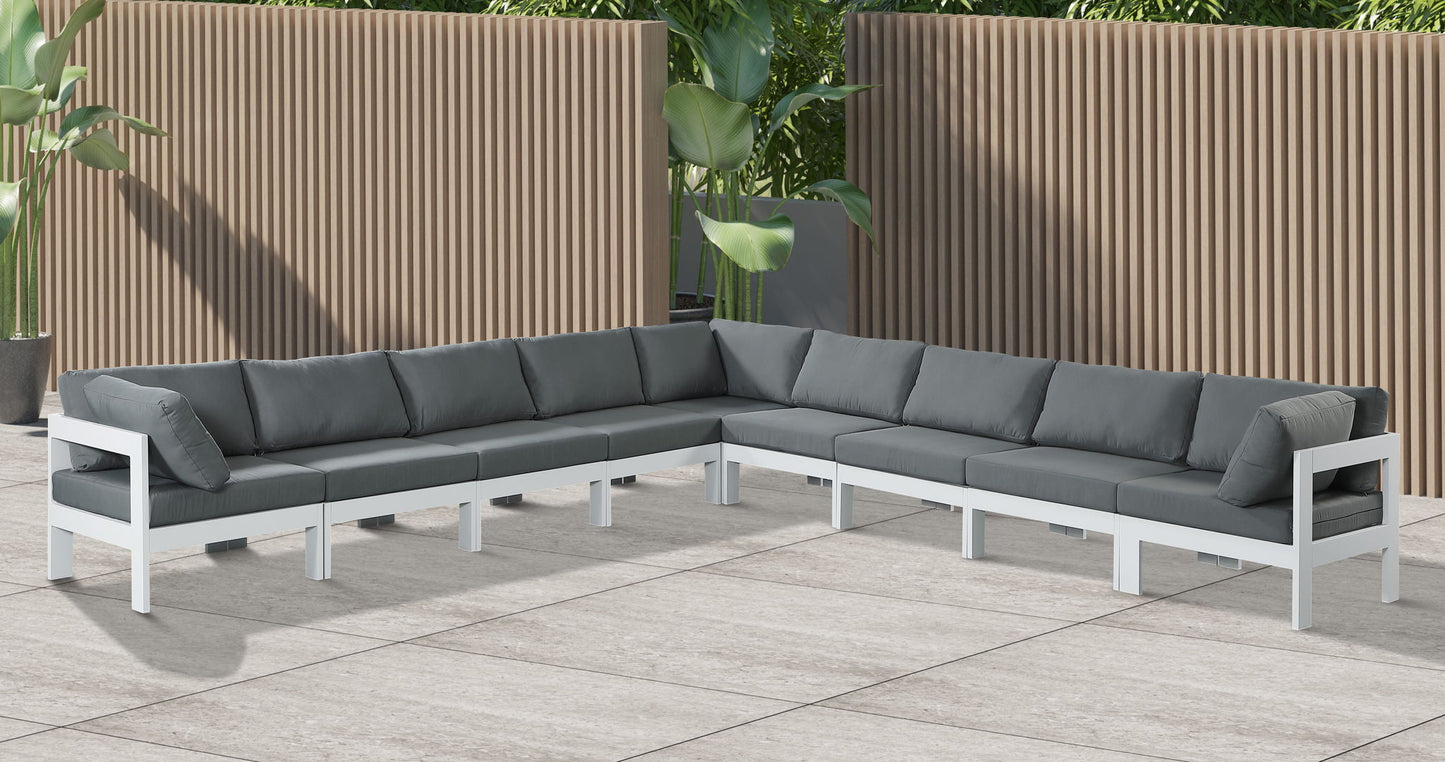 Nizuc - Outdoor Patio 9 Piece Modular Sectional With White Frame