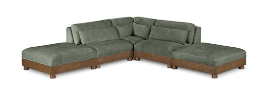 Turin - Chenille Fabric Upholstered Modular Sectional - Green