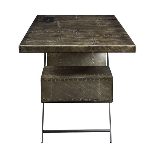 Brancaster - Executive Writing Desk With USB - Bronze Aluminum