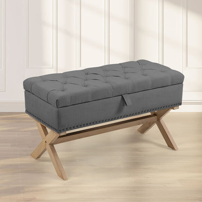 Storage Ottoman, Button-Tufted Ottoman Storage Bench, Ottoman With Storage