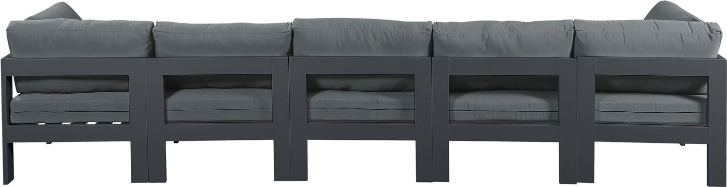 Nizuc - Outdoor Patio 5 Seat Modular Sofa With Gray Frame