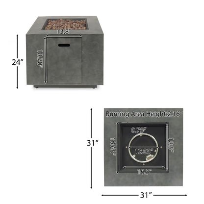 Outdoor Patio Gas Burning Fire Pit Table 50, 000 Btu, Square