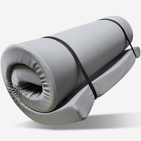 Memory Foam Camping Mattress Foldable, Portable With Water Resistant Cover - Gray