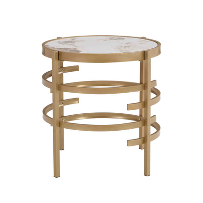 Round Table With Sintered Stone Top And Sturdy Metal Frame