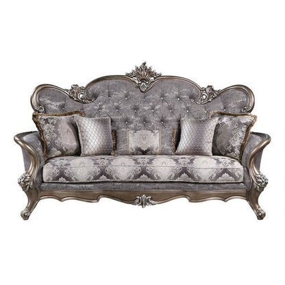 Elozzol - Sofa With 5 Pillows - Fabric & Antique Bronze