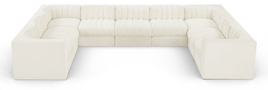 Rummi - Velvet Performance Fabric Upholstered 9 Piece Modular Sectional