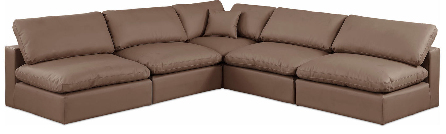 Comfy - 5 Piece Faux Leather Modular Corner Armless Sectional