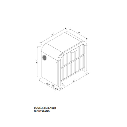 Beverly - Nightstand With Cooler And Speaker, LED Light, Rounded Sides - Black White