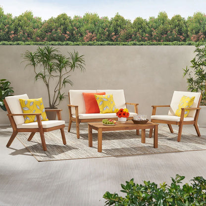 Avacyn - Outdoor Acacia Wood 4 Seater Chat Set With Cushions