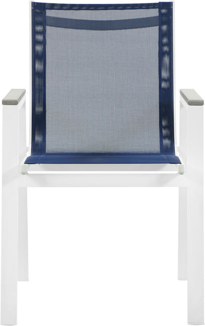 Nizuc - Outdoor Patio Dining Arm Chair With White Frame And Gray Arms (Set of 2)