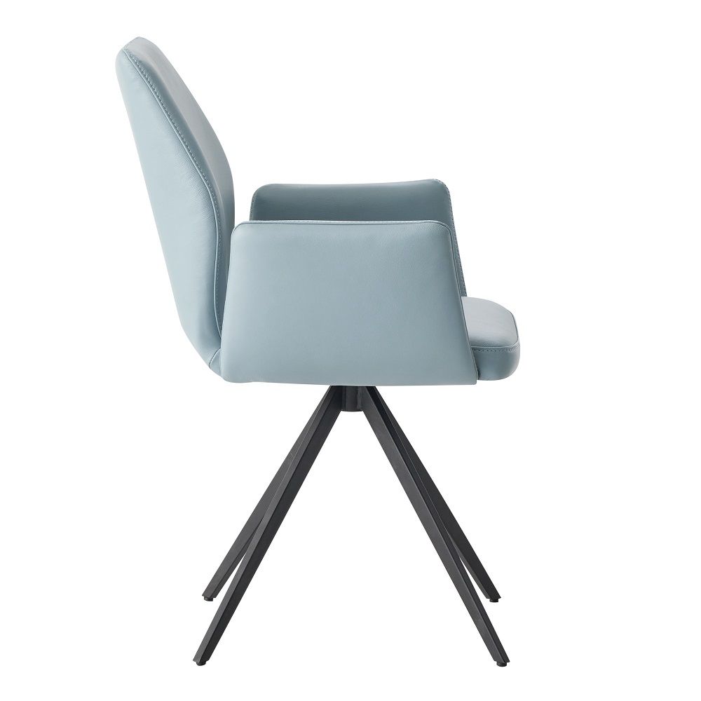 Segismunda - Arm Chair With Swivel - Light Blue Leather & Black
