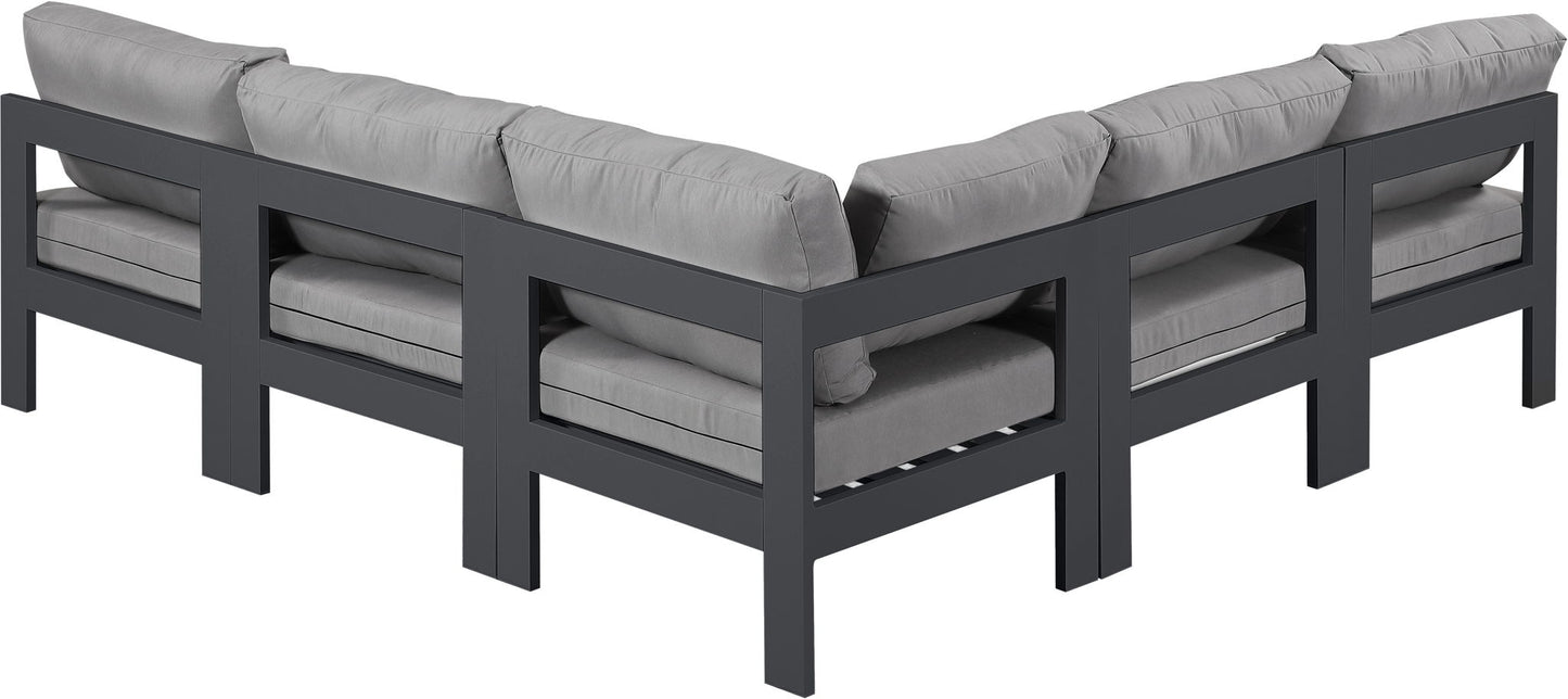 Nizuc - Outdoor Patio 5 Piece Modular Sectional With Gray Frame