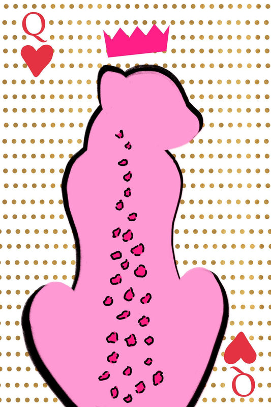 Queen Cheetah Card By Anna Quach (Framed) - Pink