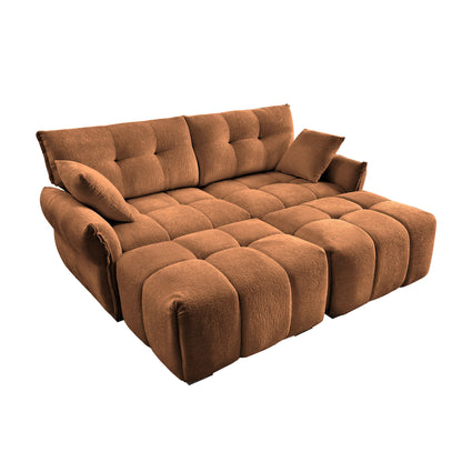 Sofa Set With Ottoman And Pillows, Textured, High Resilience Cushions