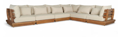 Mirella - 6 Piece Water Resistant Fabric Upholstered Outdoor Patio Modular Sectional