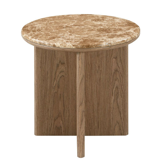Markku - End Table With Natural Marble - Oak