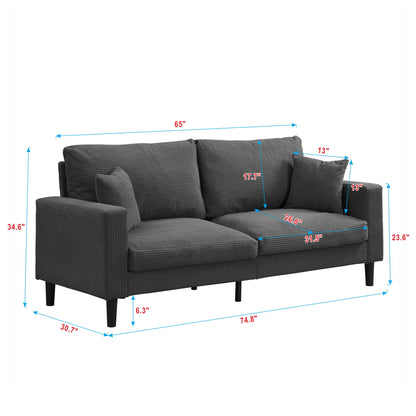 Modern Upholstered 3 Seat Sofa, High Resilience