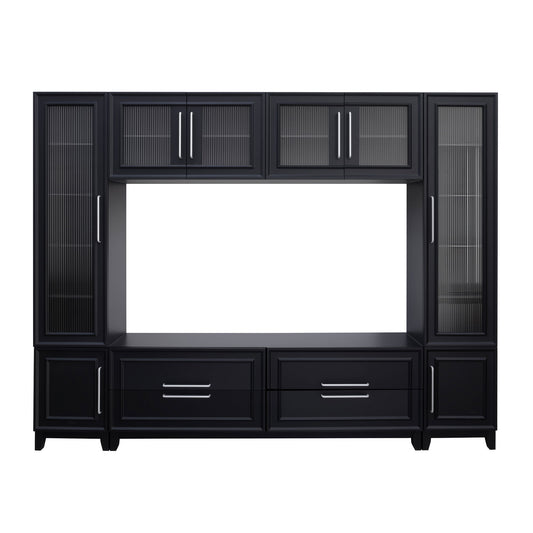 Wall Unit Modern Entertainment Center With Glass Doors