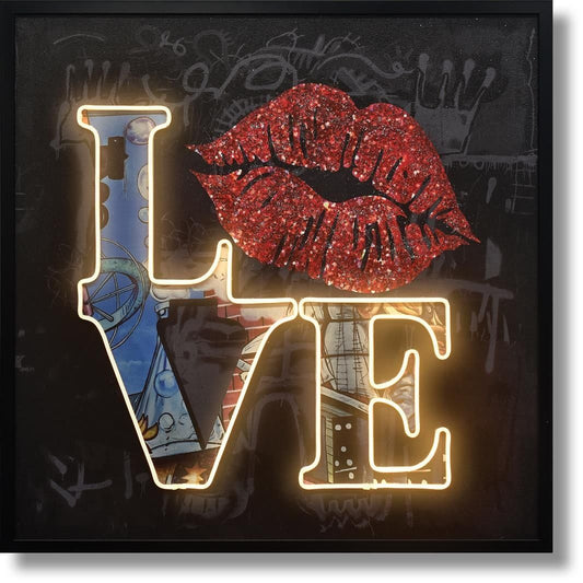 Crimson Kiss Glow - 33" x 33" Framed Wall Art