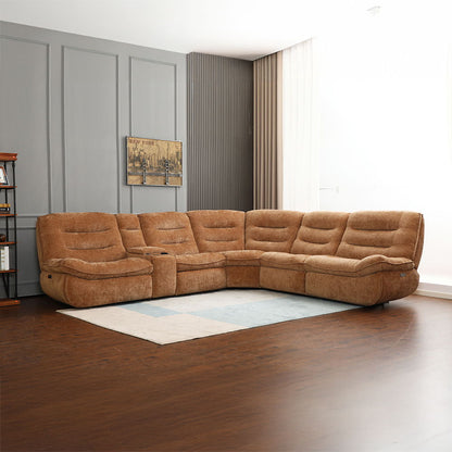 Emmy - Power Motion Sectional Sofa - Orange Chenille