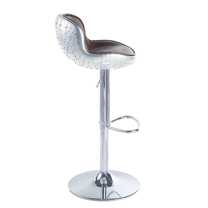 Brancaster - Adjustable Stool With Swivel - Vintage Brown Top Grain Leather & Aluminum