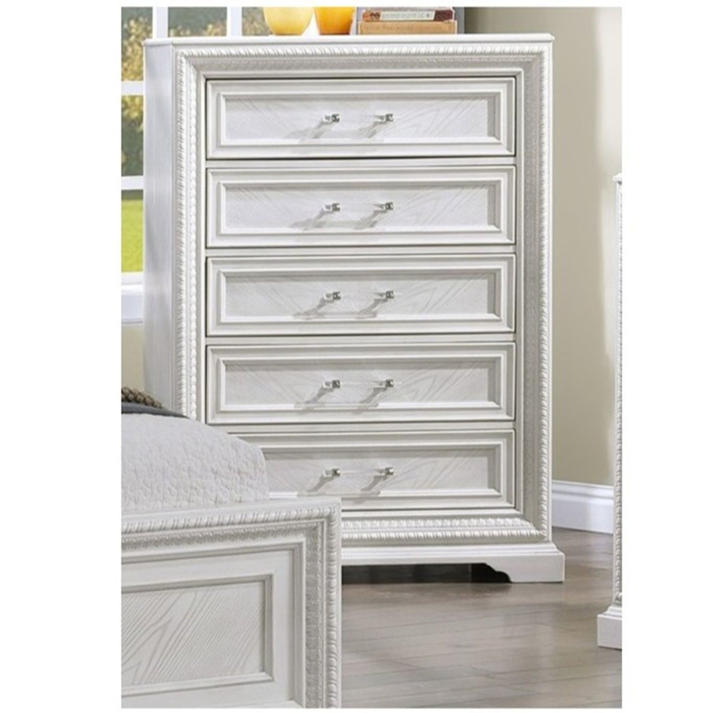 5 Drawer Tall Storage Chest - Antique White