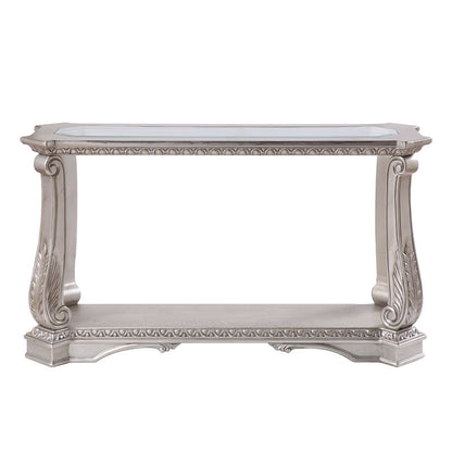 Northville - Sofa Table - Clear Glass & Antique Silver