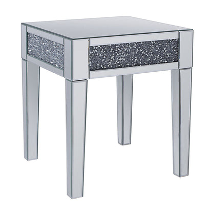 Noralie - 20" End Table - Mirrored & Faux Diamonds