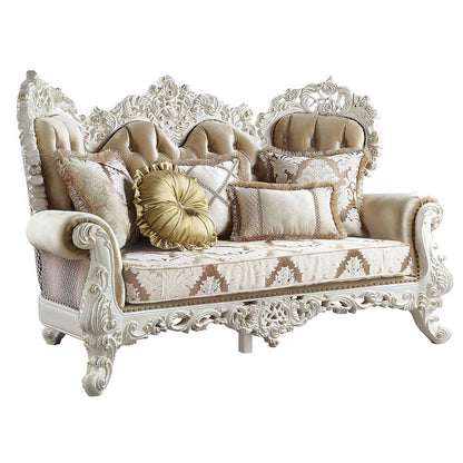 Vanaheim - Loveseat With 5 Pillows - Fabric & Antique White