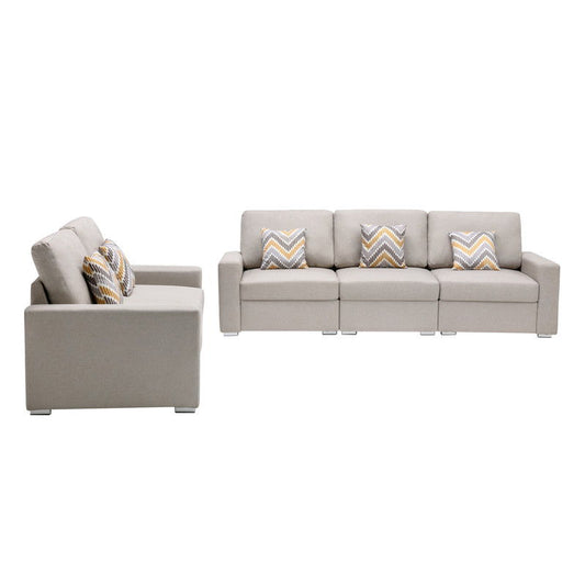 Nolan - Fabric Sofa And Loveseat Living Room With Pillows And Interchangeable Legs