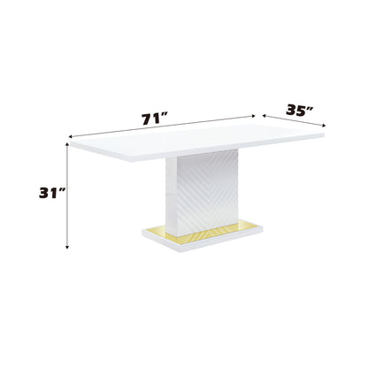 Gaines - High Gloss Dining Table With Pedestal Base