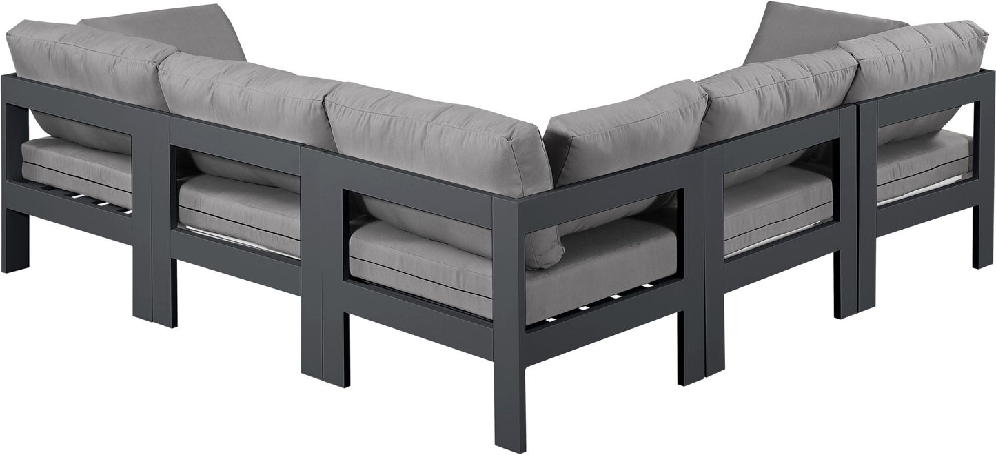 Nizuc - Outdoor Patio 5 Piece Modular Sectional With Gray Frame