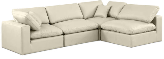 Comfy - 4 Piece Faux Leather Modular Armless Sectional