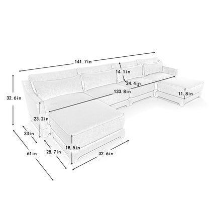 Stylish Sofa With Ottoman And Lumbar Pillows, Ergonomic Design