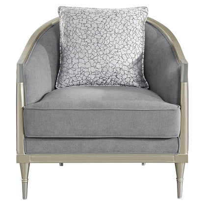 Fernando - Chair With Pillow - Gray Chenille & Champagne