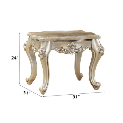 Bently - End Table - Marble Top & Champagne