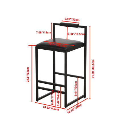 Elegant Bar Stool Set With Backrest And Footrest, Counter Height (Set of 2)