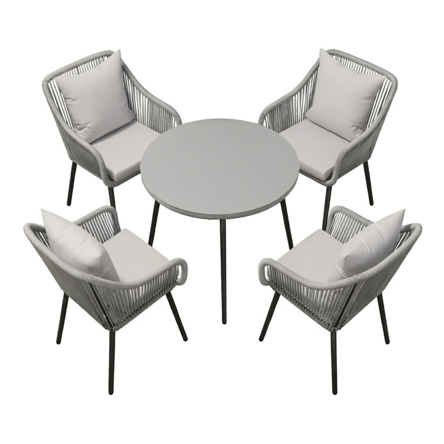 5 Piece Twisted Rattan Patio Dining Set With Table