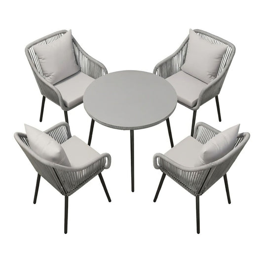 5 Piece Twisted Rattan Patio Dining Set With Table