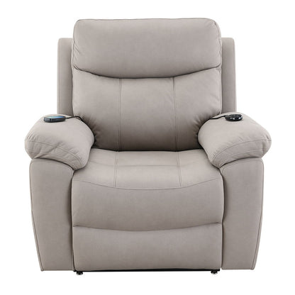 Chriki - Power Recliner With Lift & Heating & Massage - Beige Chenille & Black