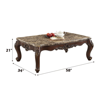 Devayne - Coffee Table - Marble Top & Dark Walnut