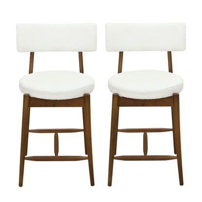Mid Century Modern Counter Stools, Fabric Upholstered Chairs