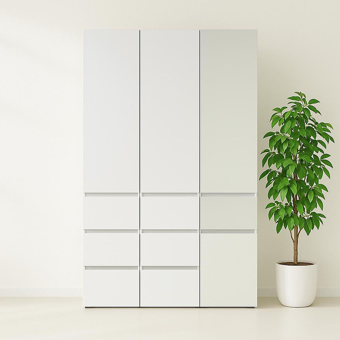Elise - Modular Closet System With Mirror - White - Wood